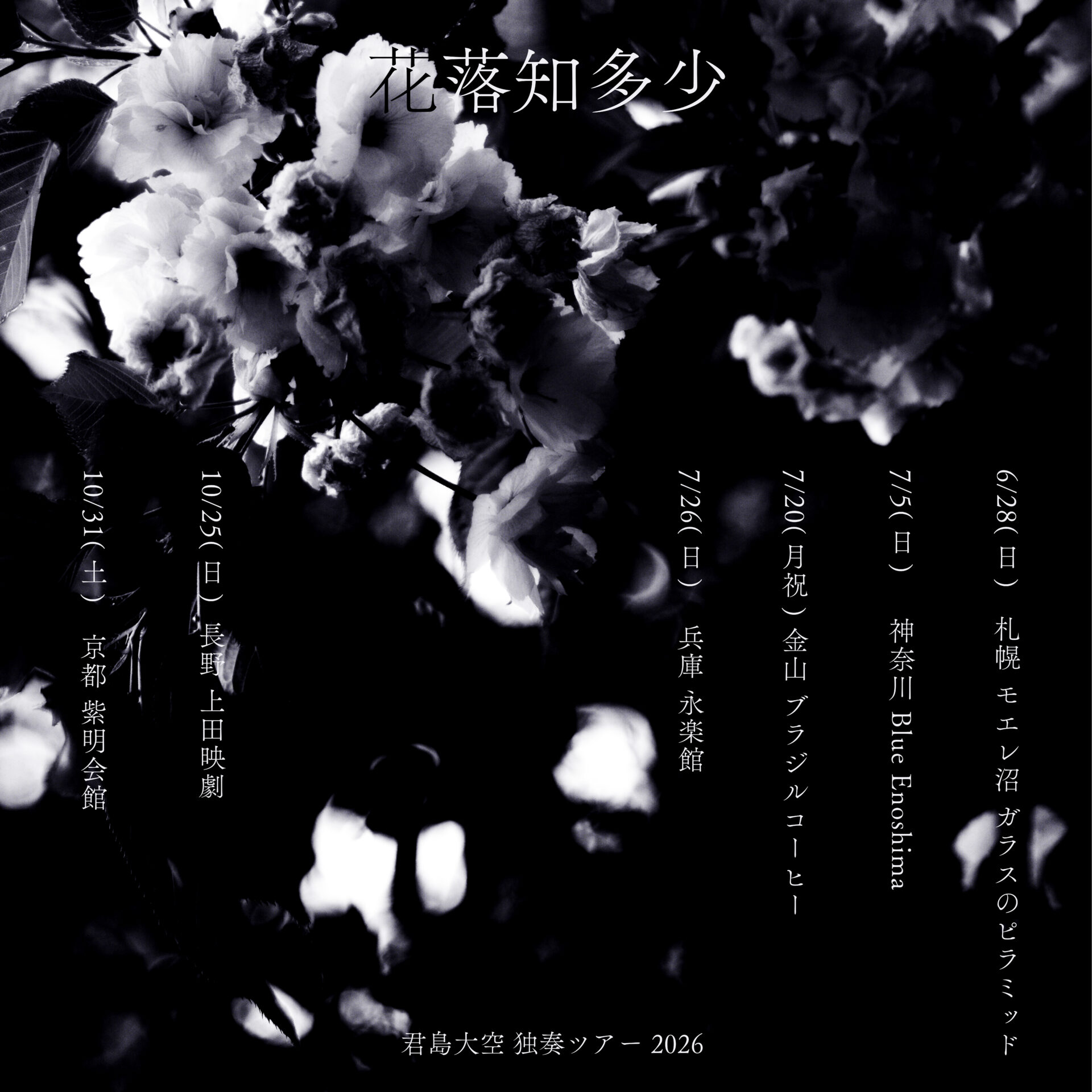 君島大空 独奏ツアー 2026 “花落知多少”